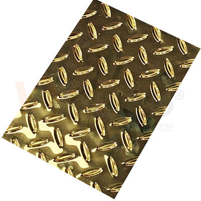 Ποιότητα  Rice Grain Diamond Embossed Stainless Steel Sheet Anti Skid Plate With Titanium Gold Color εργοστάσιο