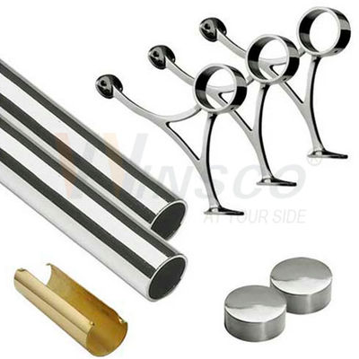 το ανοξείδωτο Inox 42.4mm 48.3mm 63.5mm γύρω από το σωλήνα γυάλισε το ματ χρωματισμένο σωλήνα 201 304 ραγών ποδιών επιφάνειας 316