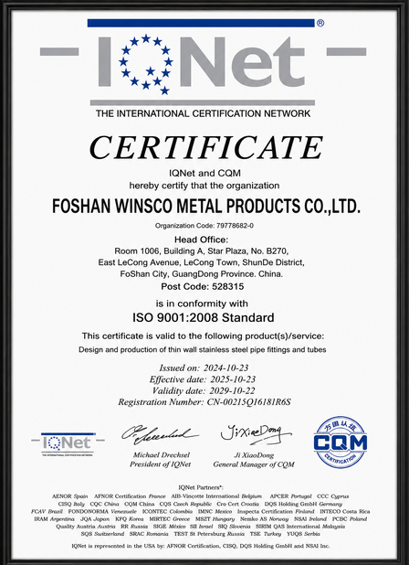 Κίνα (GuangDong)Foshan Winsco Metal Products Co., Ltd. Πιστοποιήσεις